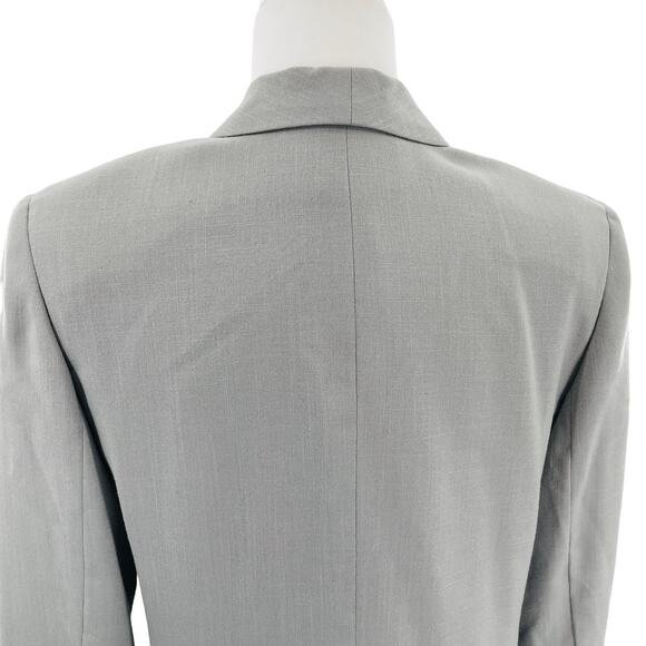 Oleg Cassini Gray Tuxedo Double Breasted Notched Black Trim Blazer Women Sz 12 - Picture 10 of 14